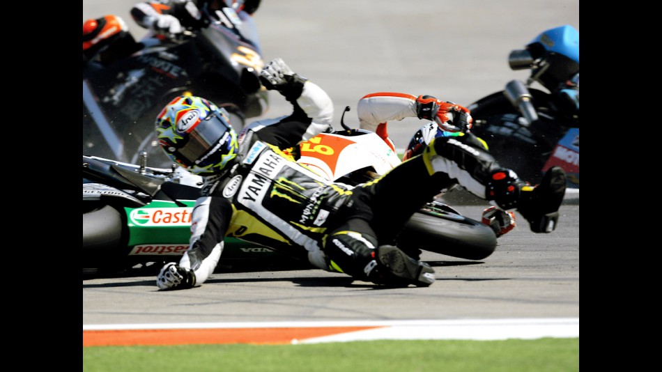 Edwards and De Angelis crash during MotoGP race at Misano