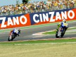 Rossi riding ahead of Lorenzo in Misano