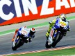 Rossi riding ahead of Lorenzo in Misano