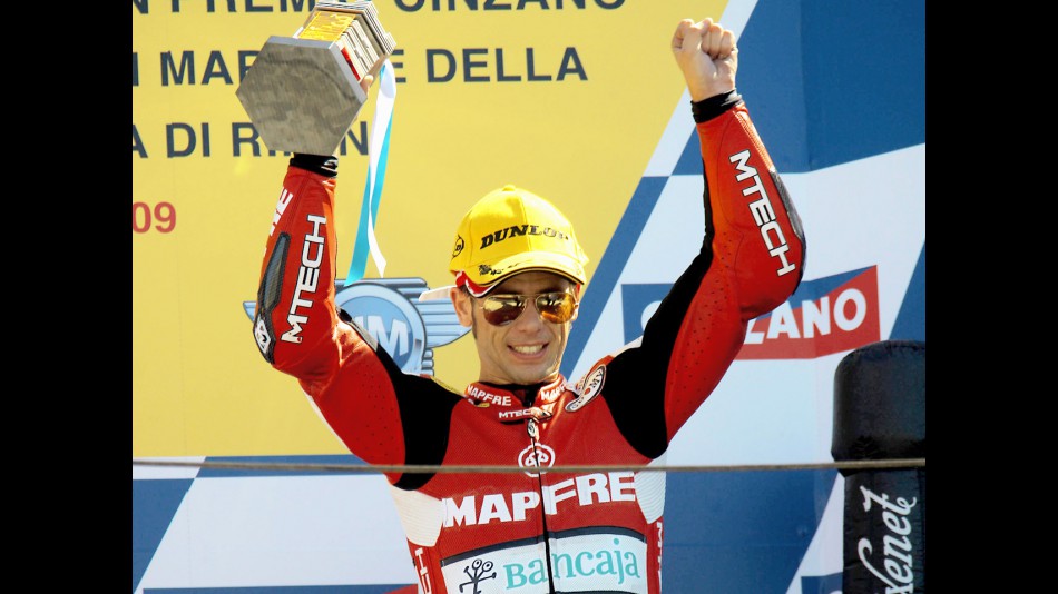 Álvaro Bautista on the podium at Misano