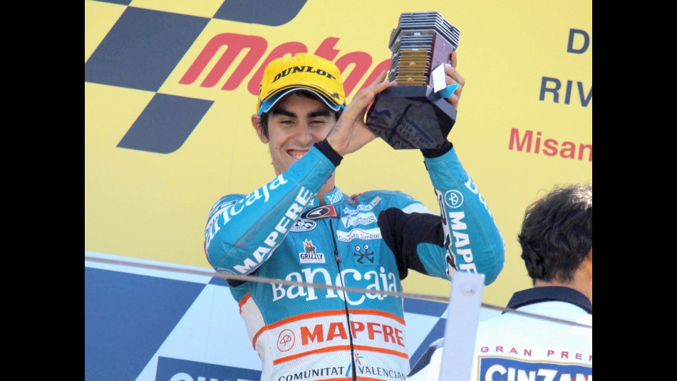 Julián Simón on the podium at Misano