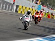 Lorenzo riding ahead of Pedrosa and Stoner in Estoril