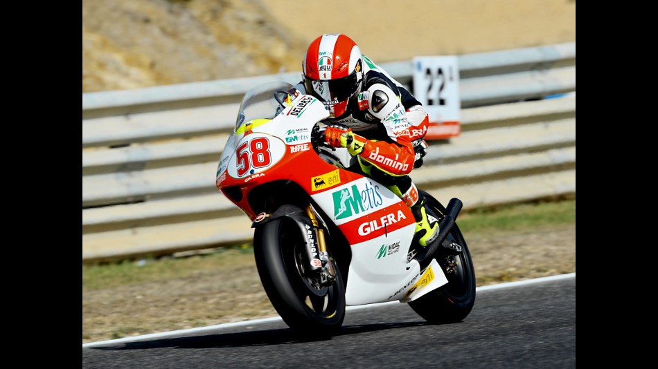 Marco Simoncelli in action in Estoril