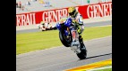 Valentino Rossi pulls off a wheelie in Valencia