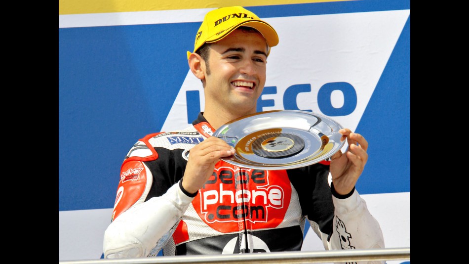 Héctor Barberá on the podium at Phillip Island