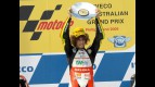 Marco Simoncelli on the podium at Phillip Island