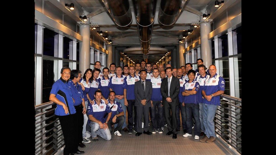 Fiat Yamaha Team at the Petronas Towers ahead of Malaysian GP