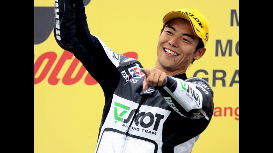 Hiroshi Aoyama on the podium at Sepang