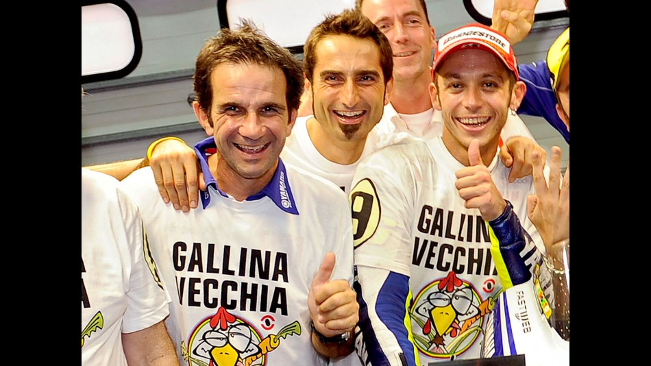 Brivio, Flamigni and Rossi celebrating 2009 MotoGP World Championship
