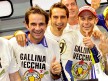 Brivio, Flamigni and Rossi celebrating 2009 MotoGP World Championship
