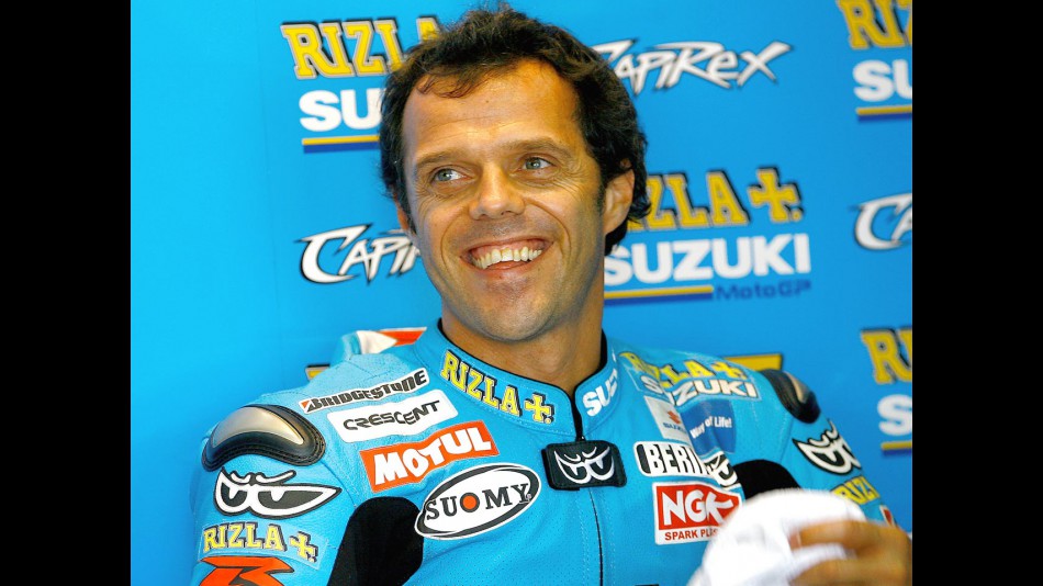 Loris Capirossi in Suzuki garage