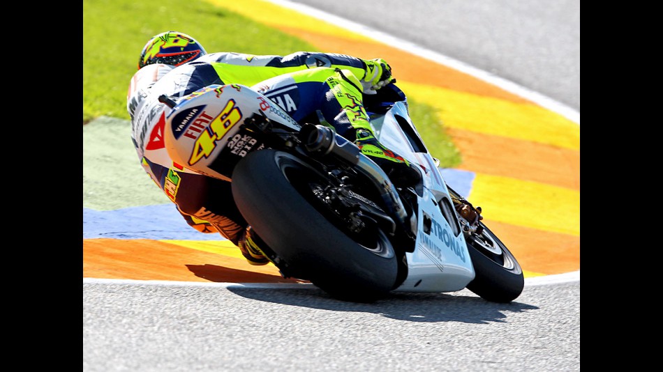 Valentino Rossi in action in Valencia
