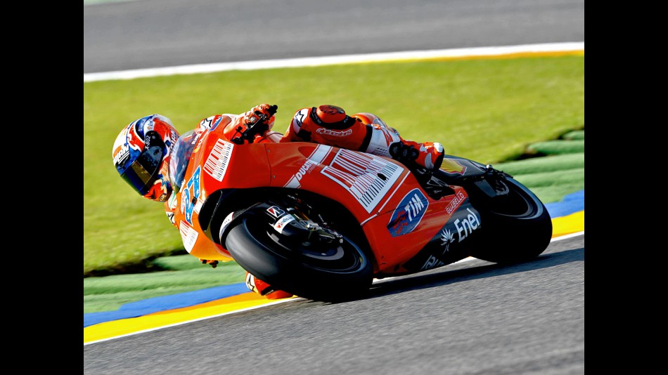 Casey Stoner in action in Valencia