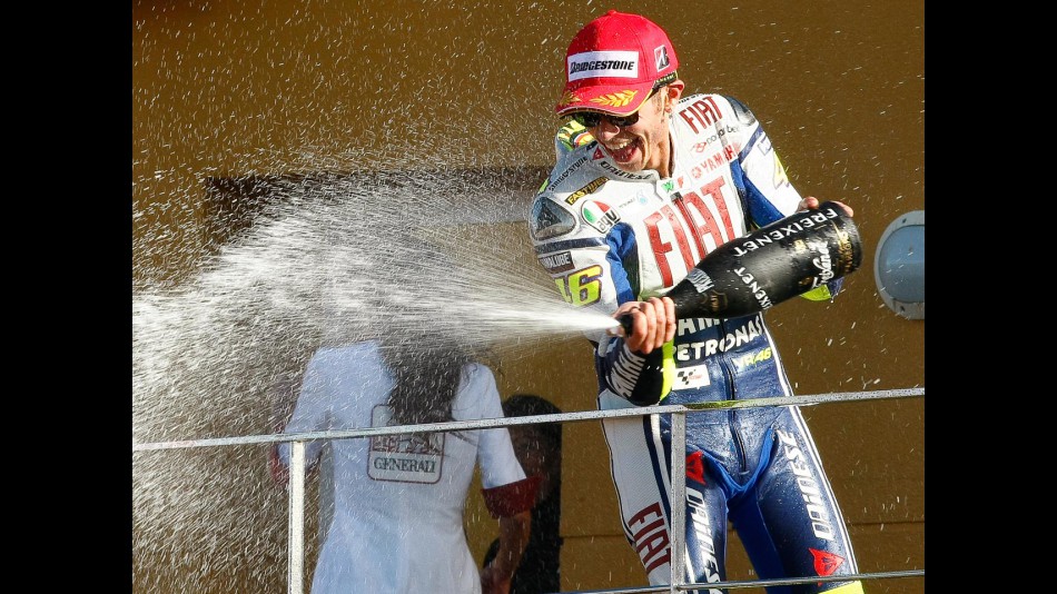 Valentino Rossi on the podium in Valencia