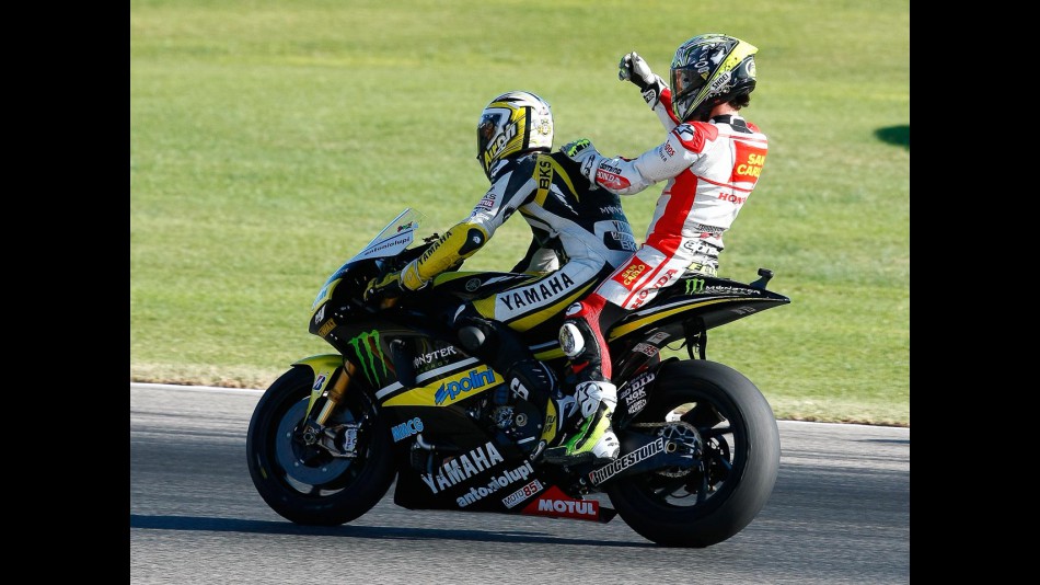 Toseland and Elias after the race in Valencia