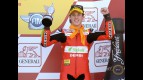Pol Espargaró on the podium at Valencia