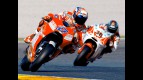 Casey Stoner and Mika Kallio in action at at the Valencia Post GP Test