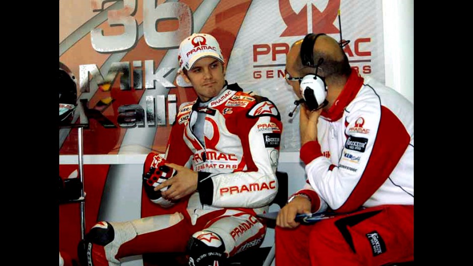Mika Kallio in the Pramac Racing garage at the Valencia Post GP Test