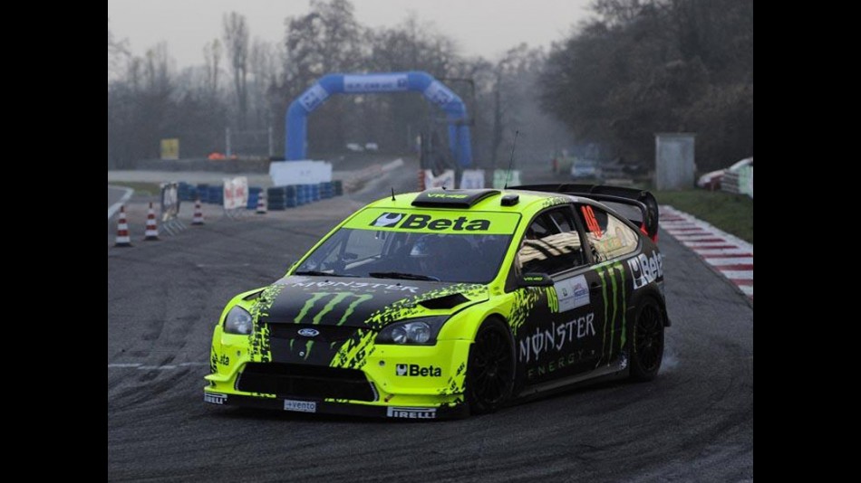 Valentino Rossi in action at the Monza Rally Show