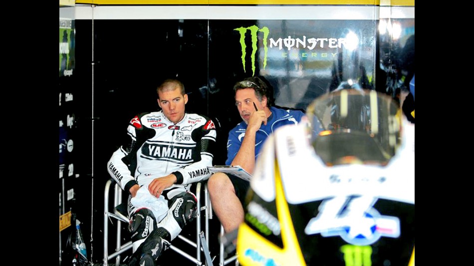 Ben Spies in the Monster Yamaha Tech3 garage