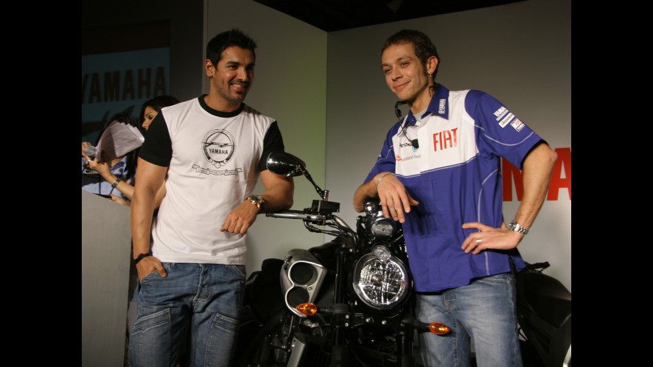 Valentino Rossi meets Indian actor John Abraham