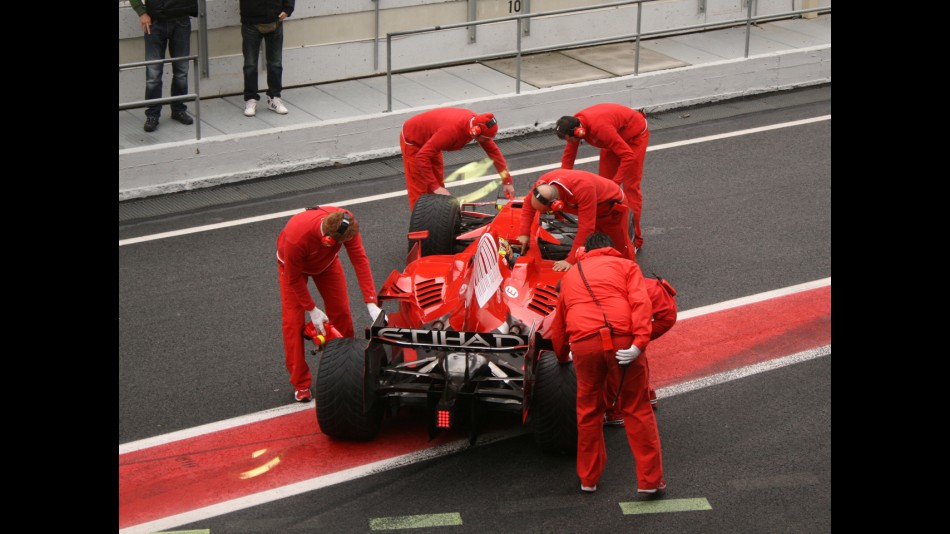 Valentino Rossi with the Scuderia Ferrari in Montmeló
