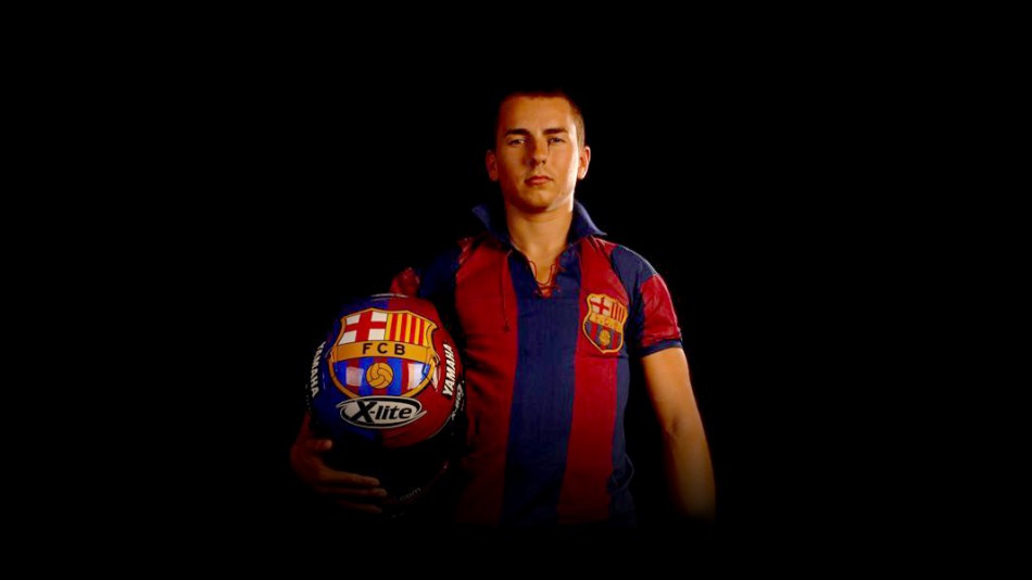 Jorge Lorenzo in FC Barcelona colours for Caya-África