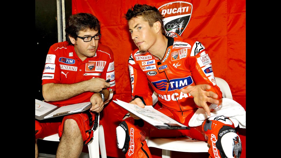 Nicky Hayden in the Ducati garage at the Sepang test
