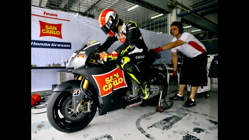 Marco Simoncelli at the Spenag test