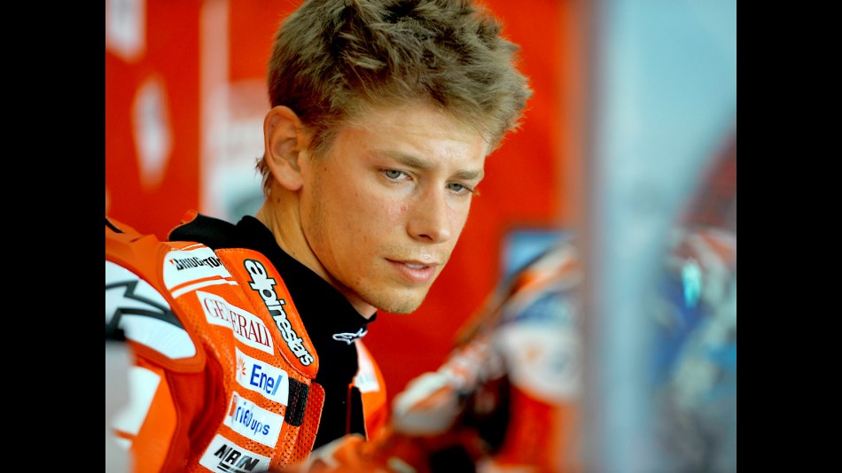 Casey Stoner in the Ducati Marlboro garage at Sepang test