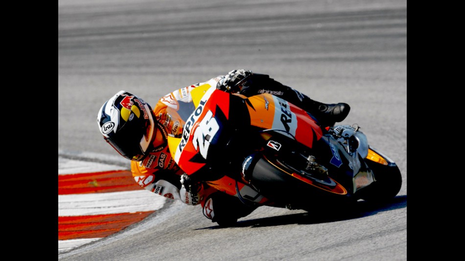 Pedrosa in action at the Sepang test