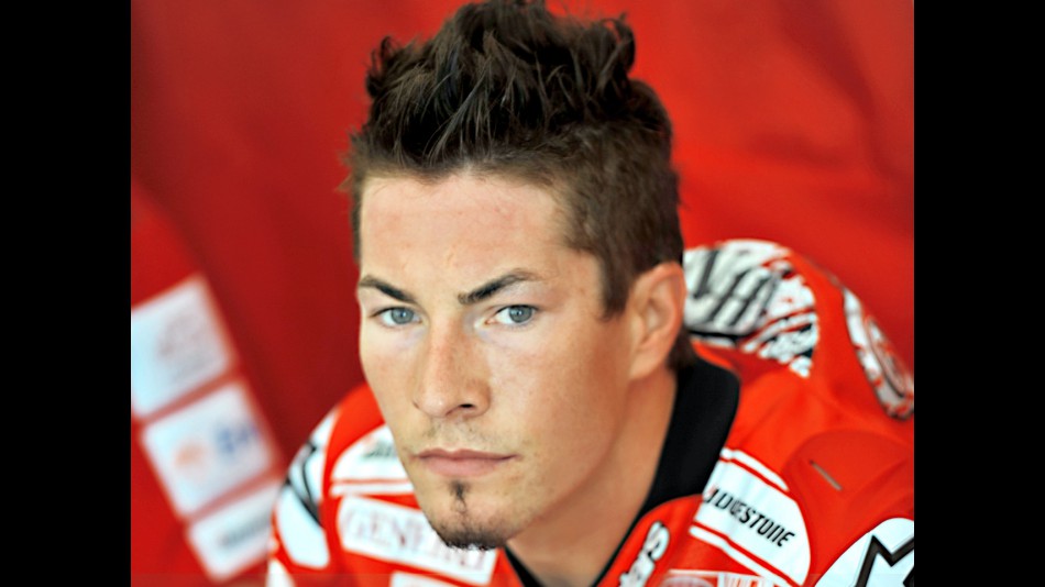 Nicky Hayden in the Ducati garage