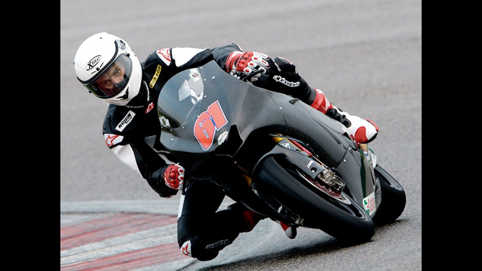 Vladimir Ivanov in action at the Moto2 test in Misano
