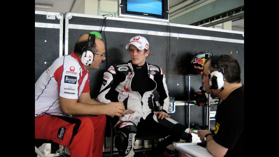 Mika Kallio in the Pramac garage at the Sepang test