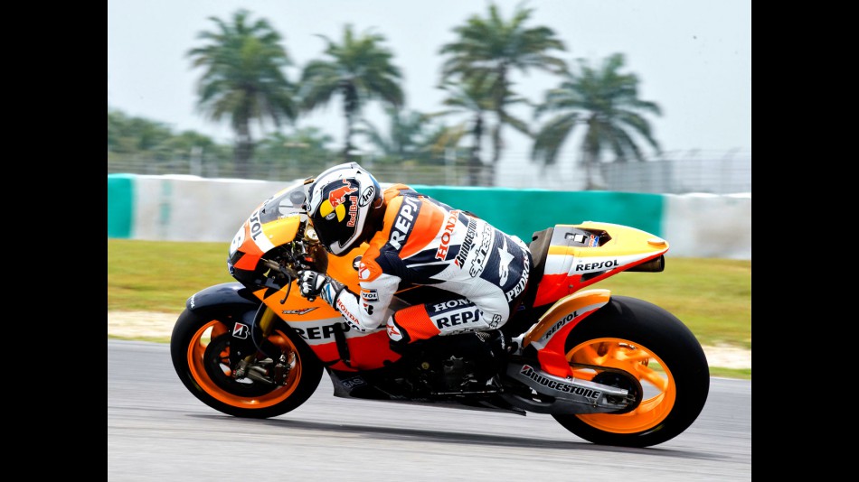 Dani Pedrosa in action at the Sepang test