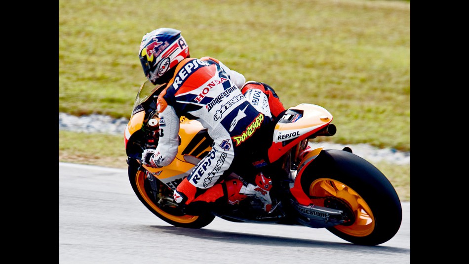 Andrea Dovizioso in action at the Sepang test