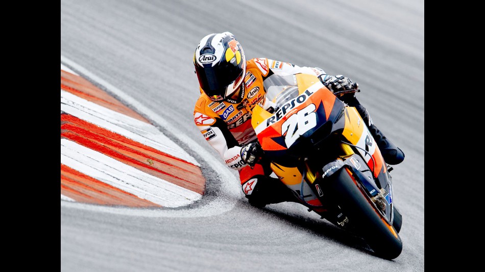 Dani Pedrosa in action at the Sepang test