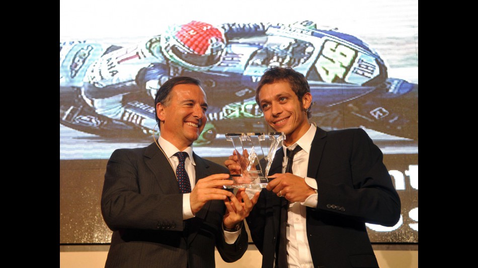 Italian Foreign Minister Franco Frattini and MotoGP World Champion Valentino Rossi at the Villa Madama