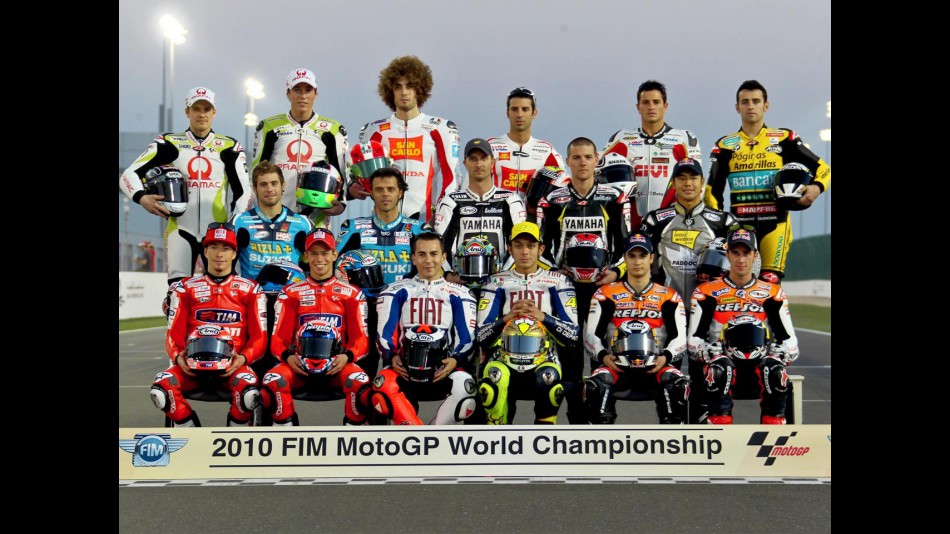 The 2010 MotoGP line-up at the Qatar Official Test