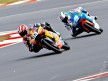 Marquez riding ahead of Espargaró during the race at Silverstone