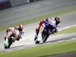 Lorenzo riding ahead of Simoncelli in Qatar