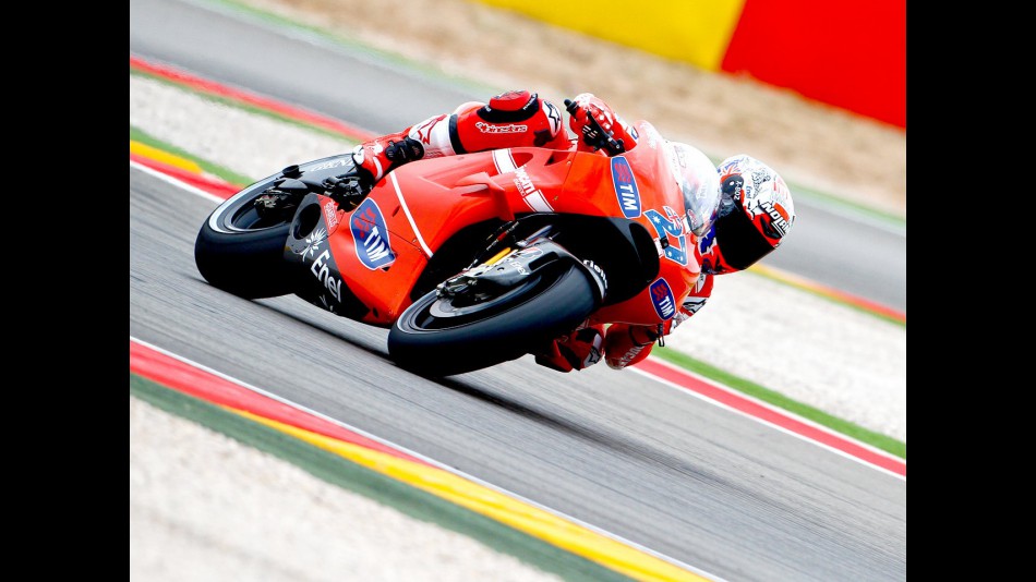 Casey Stoner in action at Motorland Aragón