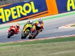 Pedrosa ridng ahead of Barberá and Hayden