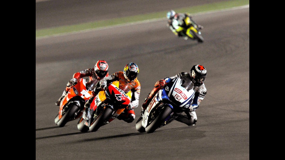 MotoGP group in action in Qatar