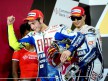 Rossi and Lorenzo on the podium at Qatar