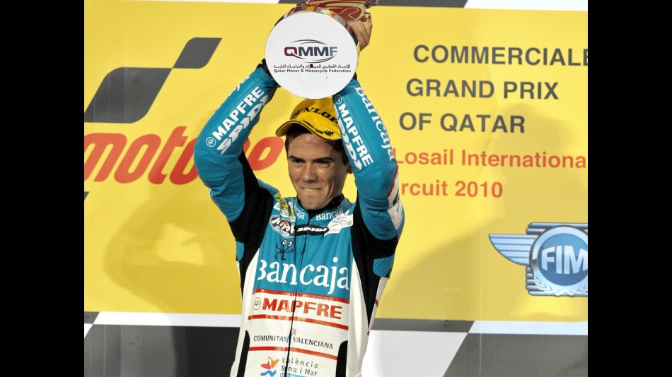 Nico Terol on the podium at the Commercial G.P. of Qatar