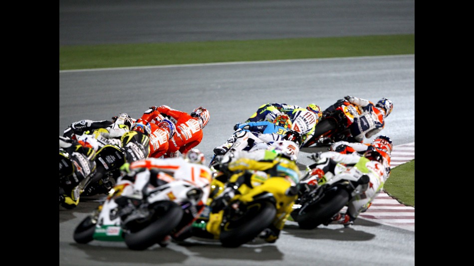 MotoGP group in action in Qatar