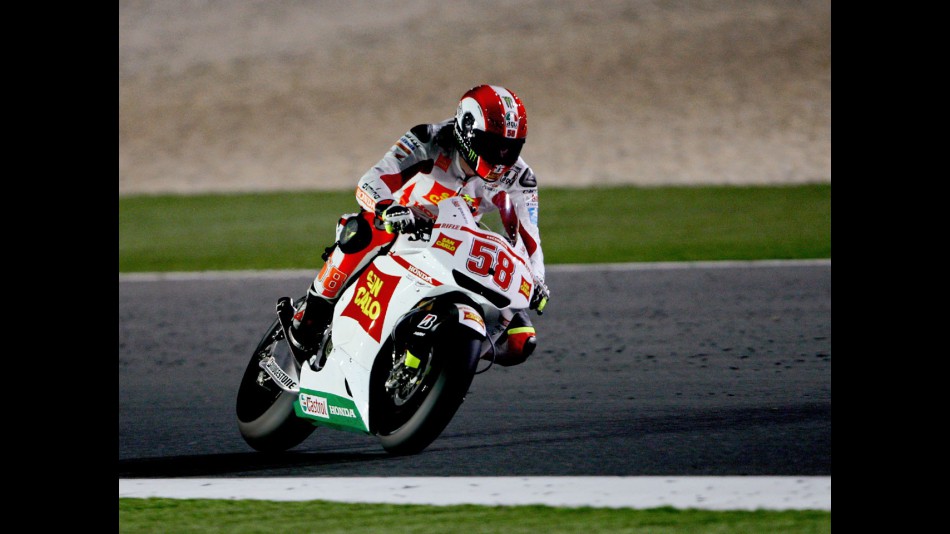 Marco Simoncelli in action in Qatar