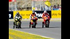 Edwards, Dovizioso and Stoner at the finish of the QP in Jerez