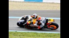 Lorenzo and Pedrosa riding head to head during the race in Jerez